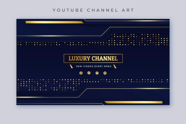 Vector gratuito plantilla de arte de canal de youtube de lujo dorado degradado