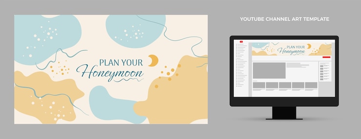 Vector gratuito plantilla de arte de canal de youtube de luna de miel dibujada a mano