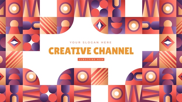 Vector gratuito plantilla de arte de canal de youtube de mosaico degradado