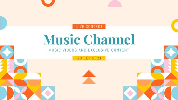 Plantilla de arte de canal de youtube de mosaico plano