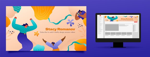 Plantilla de arte de canal de youtube de recursos humanos degradado