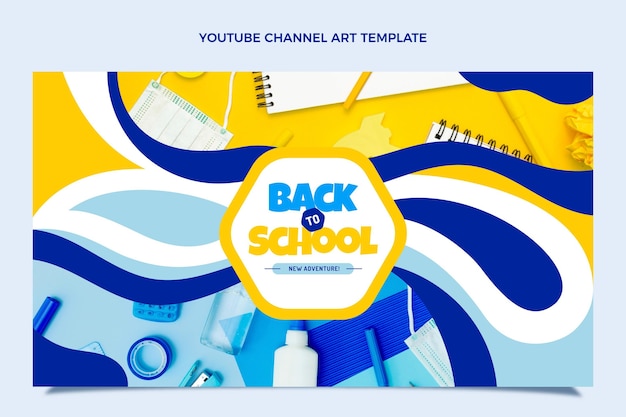 Vector gratuito plantilla de arte de canal de youtube de regreso a la escuela