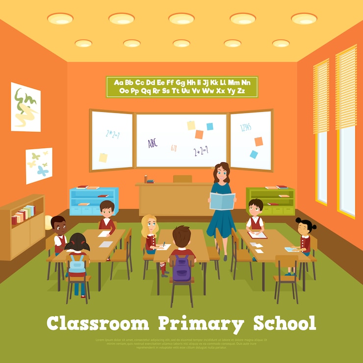 Vector gratuito plantilla de aula de escuela primaria