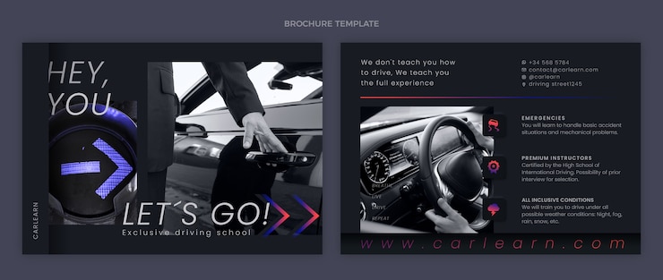 Vector gratuito plantilla de autoescuela de diseño plano