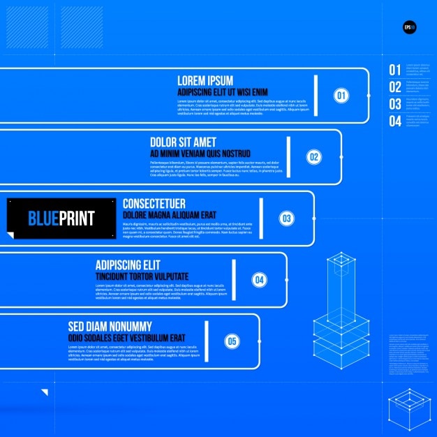 Vector gratuito plantilla azul de infografía pasos