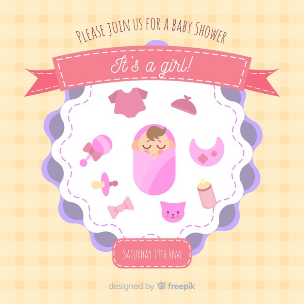 Plantilla de baby shower para chica