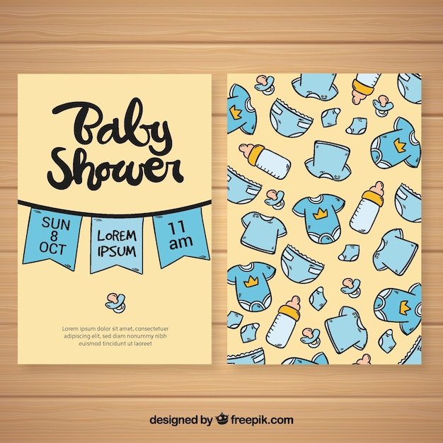 Vector gratuito plantilla de baby shower con elementos