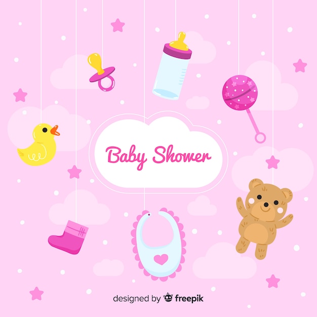 Vector gratuito plantilla de baby shower para niña