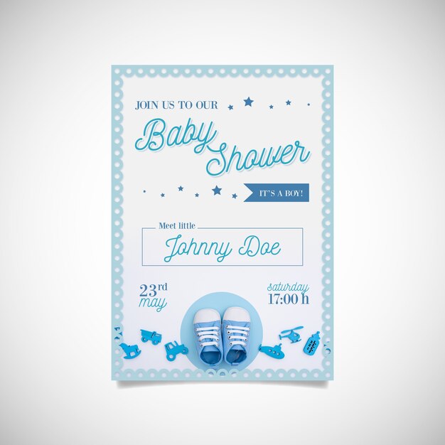 Plantilla de baby shower de niño con foto