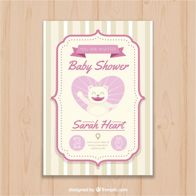 Plantilla para baby shower con oso