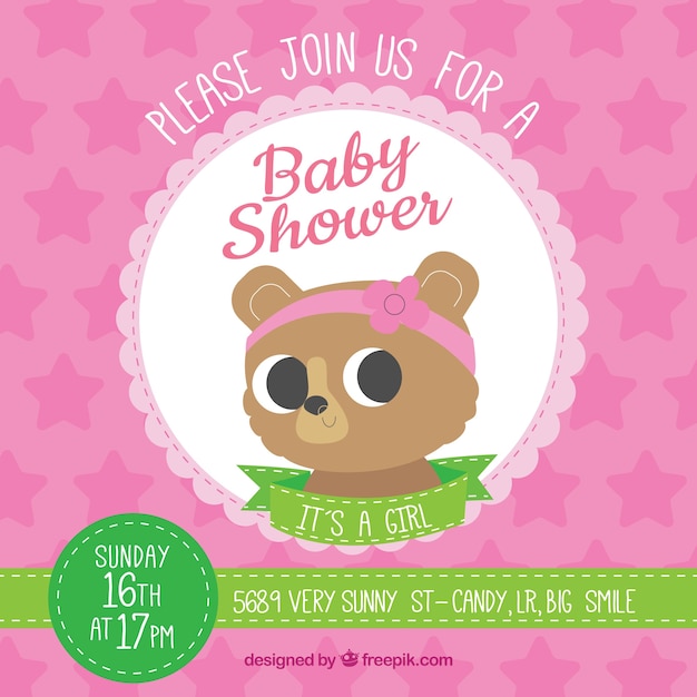 Plantilla de baby shower con peluche