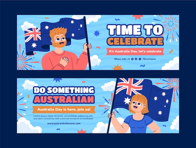 Vector gratuito plantilla de bandera horizontal para la celebración del día nacional de australia