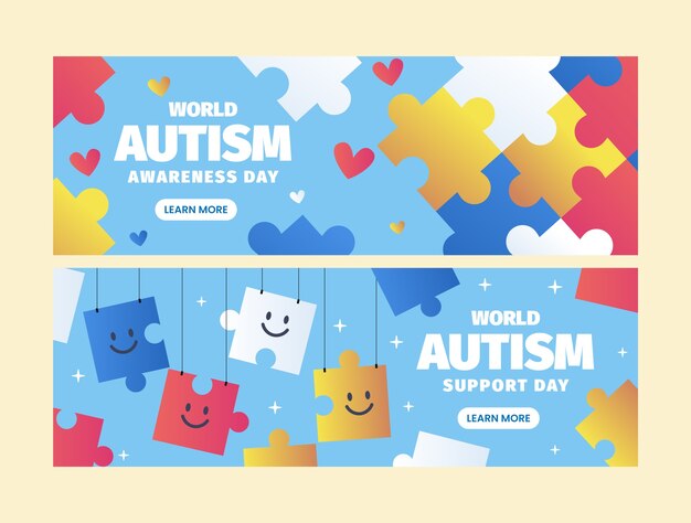 plantilla de bandera horizontal para el día mundial de concienciación sobre el autismo