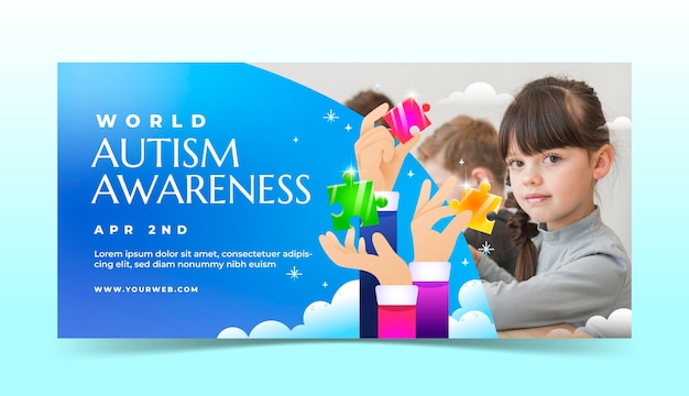 plantilla de bandera horizontal para el día mundial de concienciación sobre el autismo