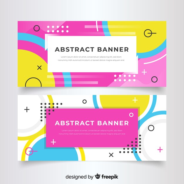 Plantilla de banner abstracto, colorido y con formas geométricas