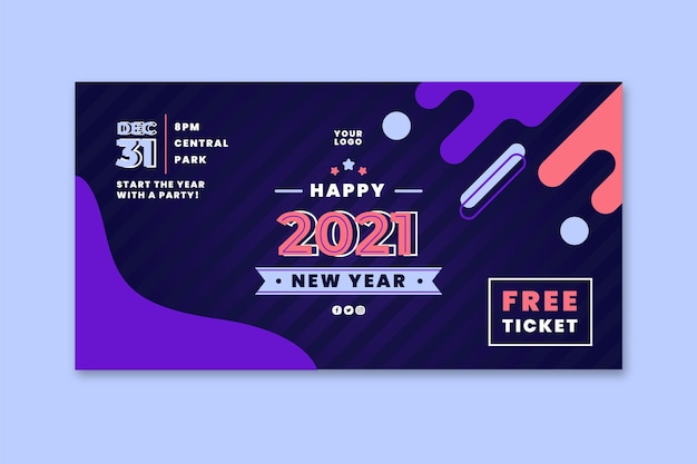 Vector gratuito plantilla de banner de año nuevo 2021