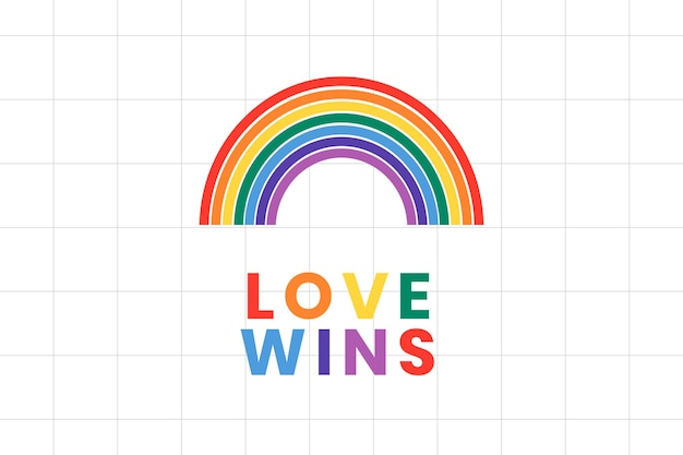 Vector gratuito plantilla de banner de arco iris mes del orgullo lgbtq con texto de amor gana