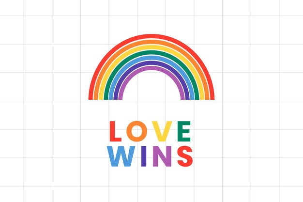 Plantilla de banner de arco iris mes del orgullo LGBTQ con texto de amor gana