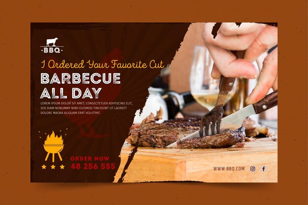 Plantilla de banner de barbacoa con foto