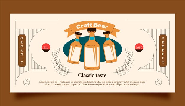 Plantilla de banner de barra de cerveza dibujada a mano
