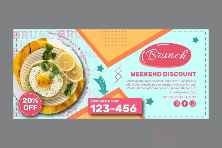 Vector gratuito plantilla de banner de brunch creativo