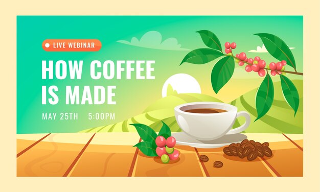 Plantilla de banner de cafetería realista
