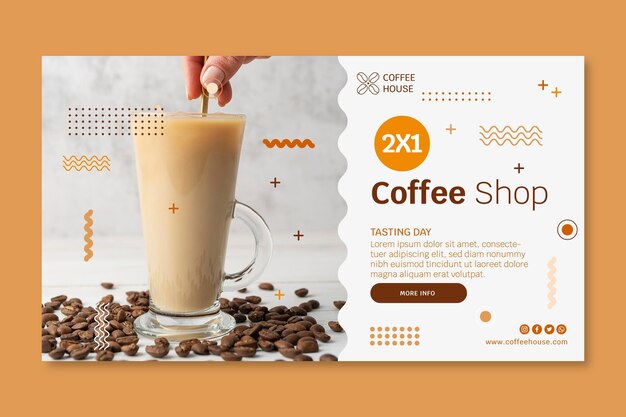 Plantilla de banner de cafetería