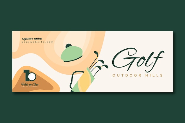 Vector gratuito plantilla de banner de club de golf dibujado a mano