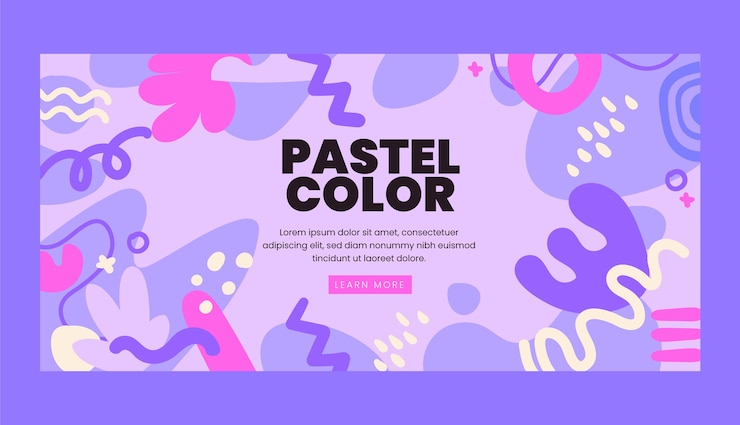 Vector gratuito plantilla de banner de color pastel de diseño plano dibujado a mano