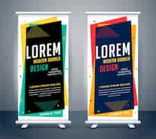 Vector gratuito plantilla de banner de colores de standee enrollable moderno