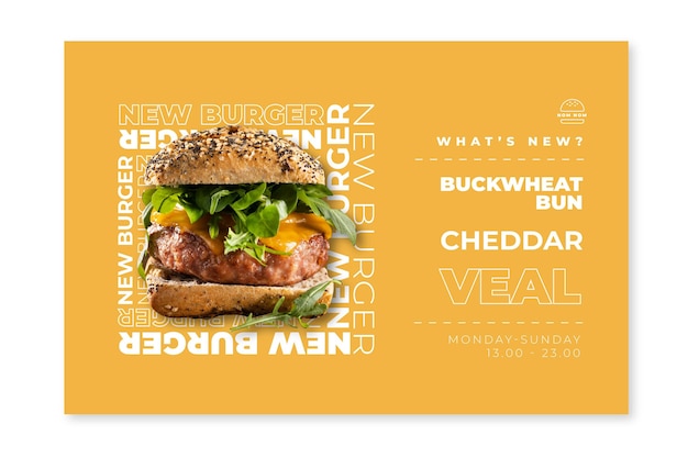 Vector gratuito plantilla de banner de comida americana con hamburguesa