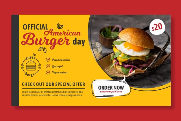 Plantilla de banner de comida americana