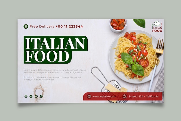Plantilla de banner de comida italiana