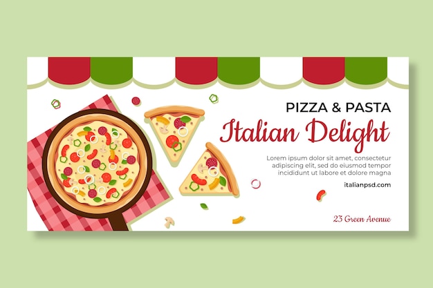 Plantilla de banner de comida italiana