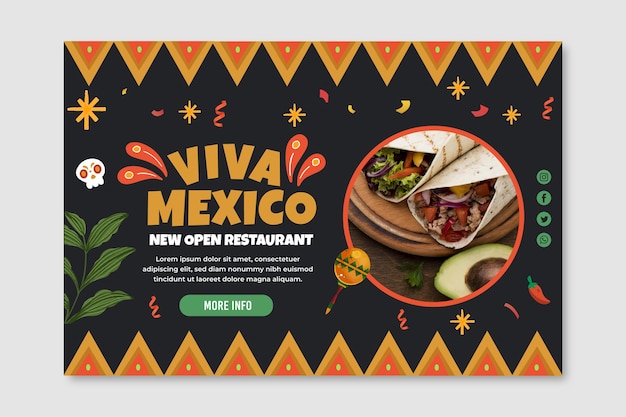 Vector gratuito plantilla de banner de comida mexicana con foto