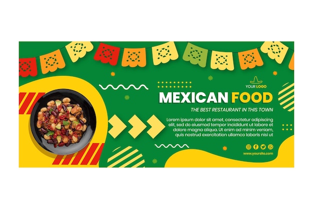 Plantilla de banner de comida mexicana horizontal