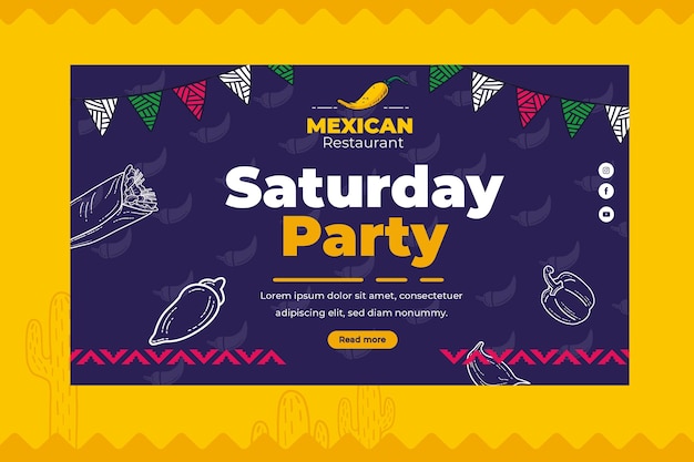 Plantilla de banner de comida mexicana