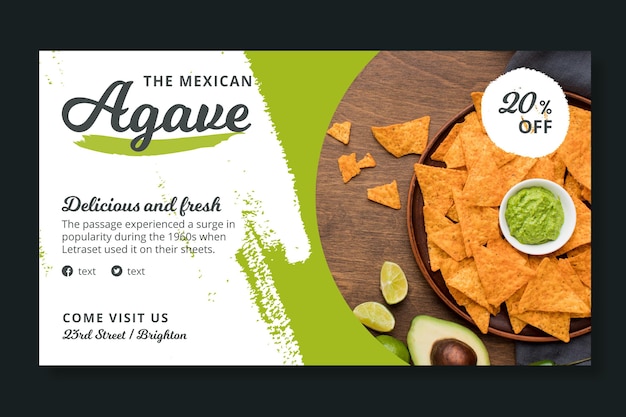 Plantilla de banner de comida mexicana