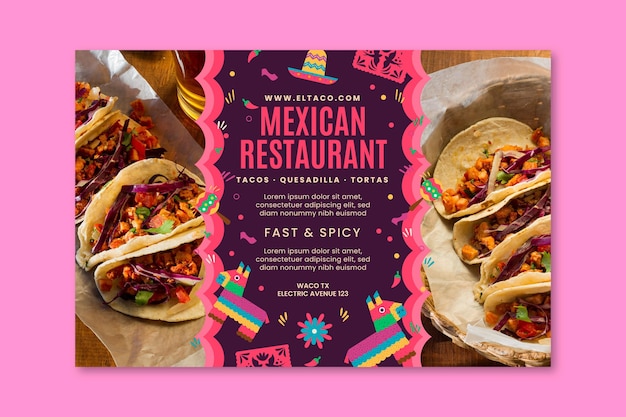Plantilla de banner de comida de restaurante mexicano
