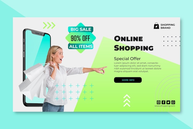 Vector gratuito plantilla de banner de compras en línea