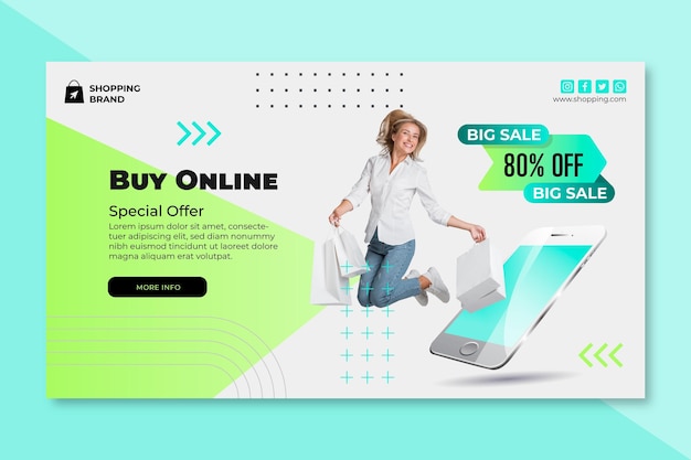 Vector gratuito plantilla de banner de compras en línea