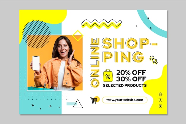 Vector gratuito plantilla de banner de compras en línea