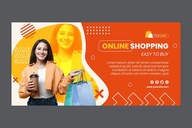 Vector gratuito plantilla de banner de compras en línea