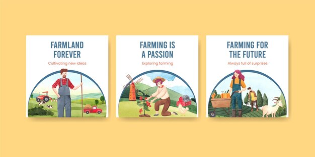 Vector gratuito plantilla de banner con concepto del día nacional del agricultor, estilo acuarela