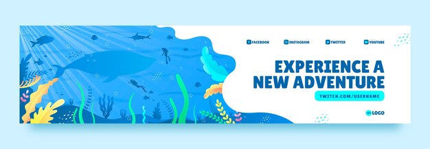 Plantilla de banner de contracción de actividad de buceo en gradiente