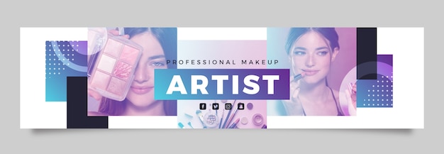 Plantilla de banner de contracción de artista de maquillaje degradado