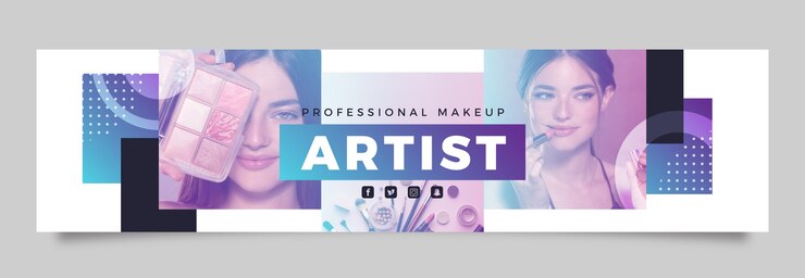 Vector gratuito plantilla de banner de contracción de artista de maquillaje degradado
