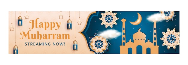 Vector gratuito plantilla de banner de contracción para la celebración del año nuevo islámico