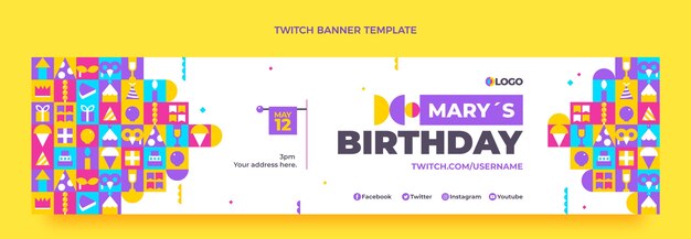 Plantilla de banner de contracción de cumpleaños de diseño plano