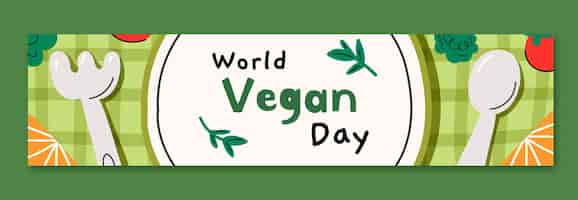 Vector gratuito plantilla de banner de contracción del día mundial vegano